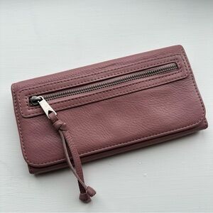 New Banana Republic Dusty Pink Lilac Long Leather Wallet